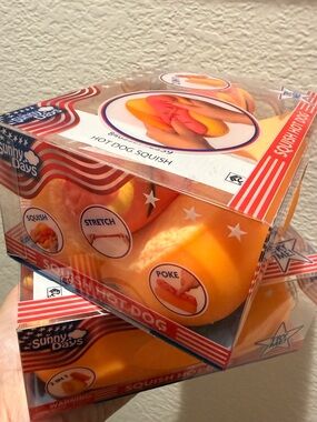 Must have of the season! Bundle of 2 Hot Dog Squishy Toy from Sunny Days. 2-in-
